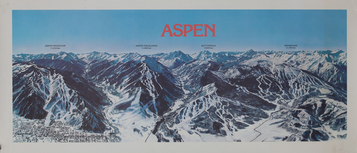 Aspen Colorado Ski Trails Map Poster