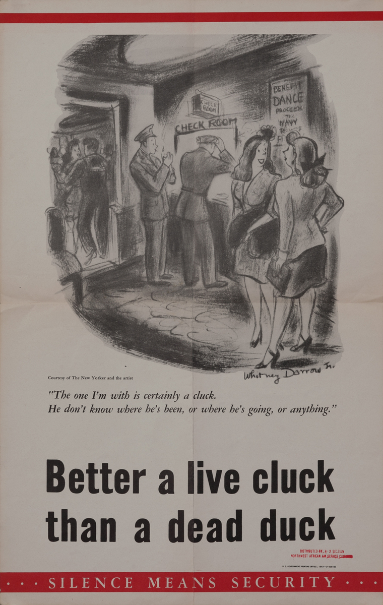 Better a live cluck than a dead duck. Silence Means Security - WWII Careless Talk Poster 
