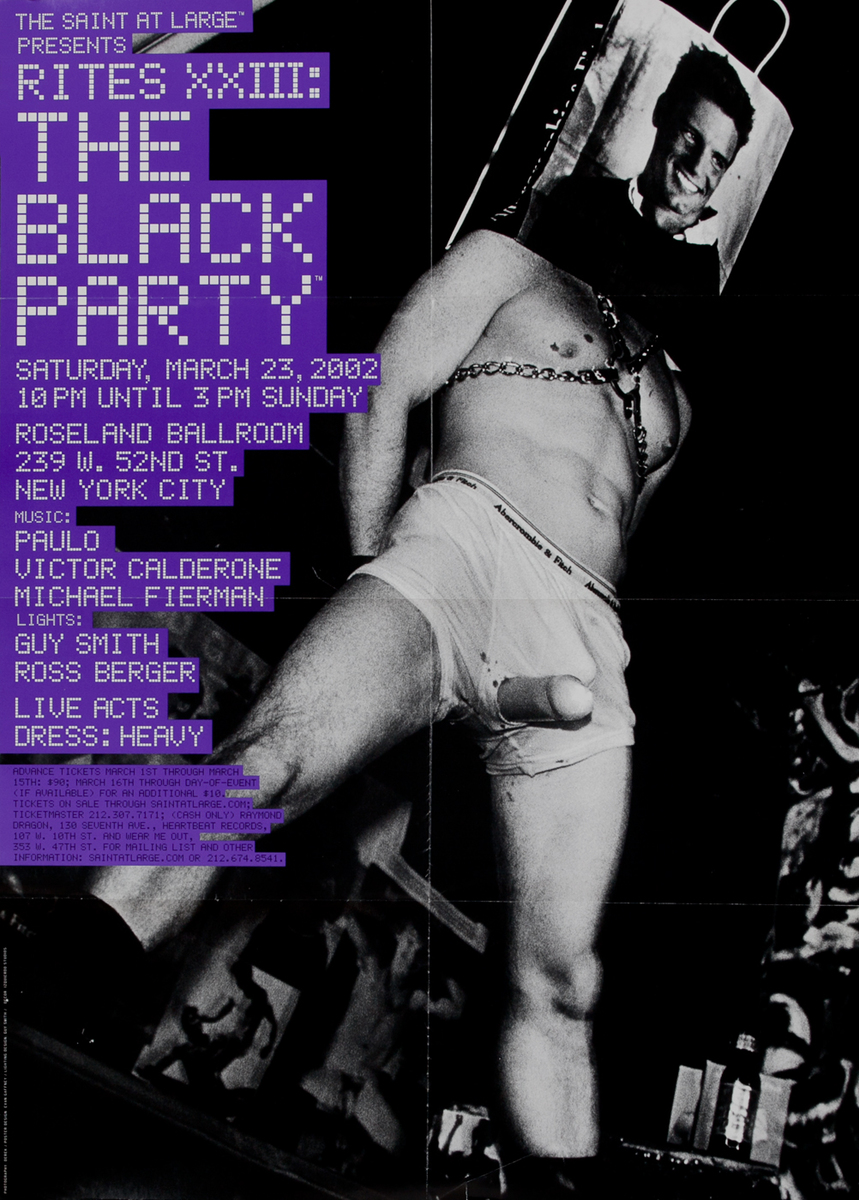 Rites XXIII The Black Party The Saint at Large - Gay Nightclub Poster