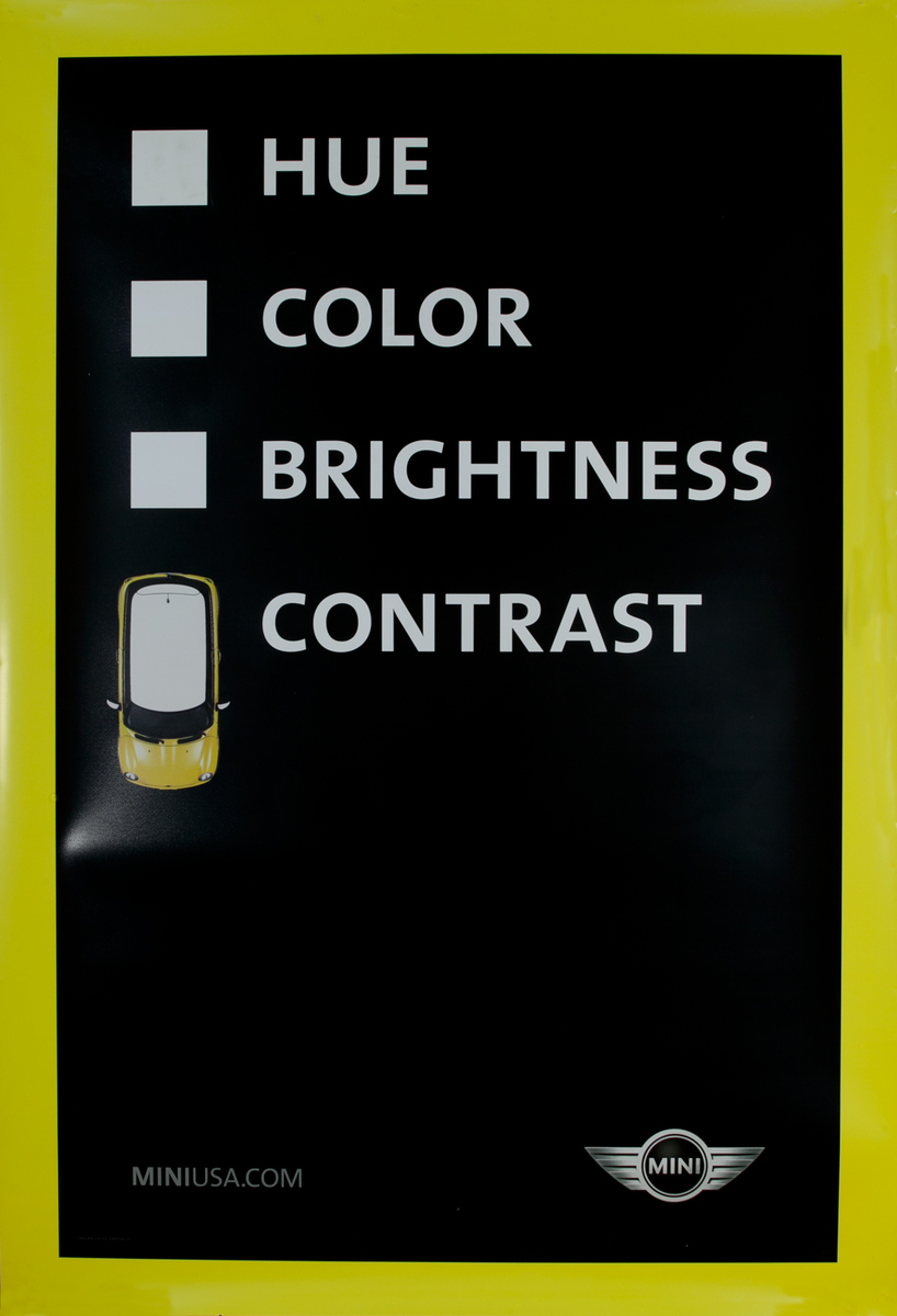 Hue, Color, Brightness, Contrast Mini Auto Advertising Poster