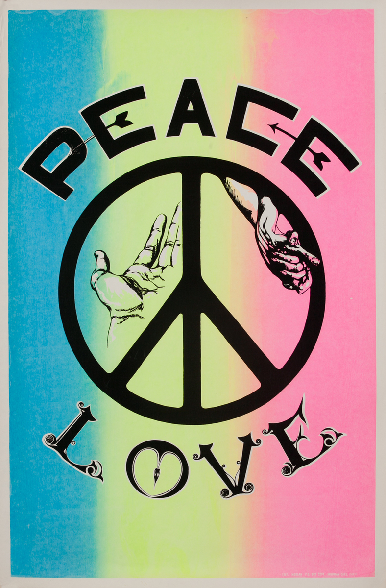 Peace Love -  Psychedelic 60s poster