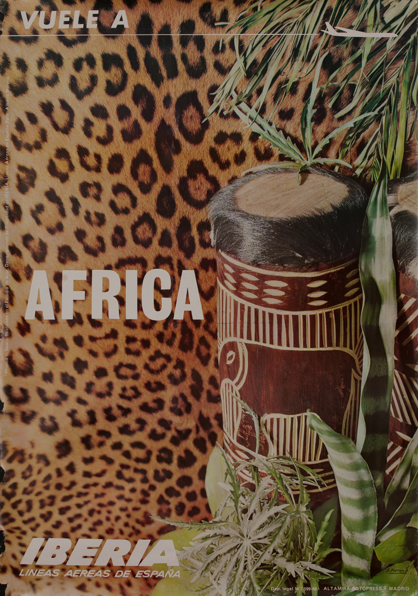 Fly to Africa - Iberia Airlines Travel Poster