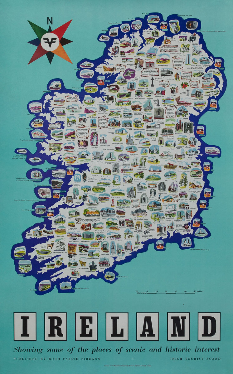 Ireland Travel Poster - Places of scenic and Historic Interest