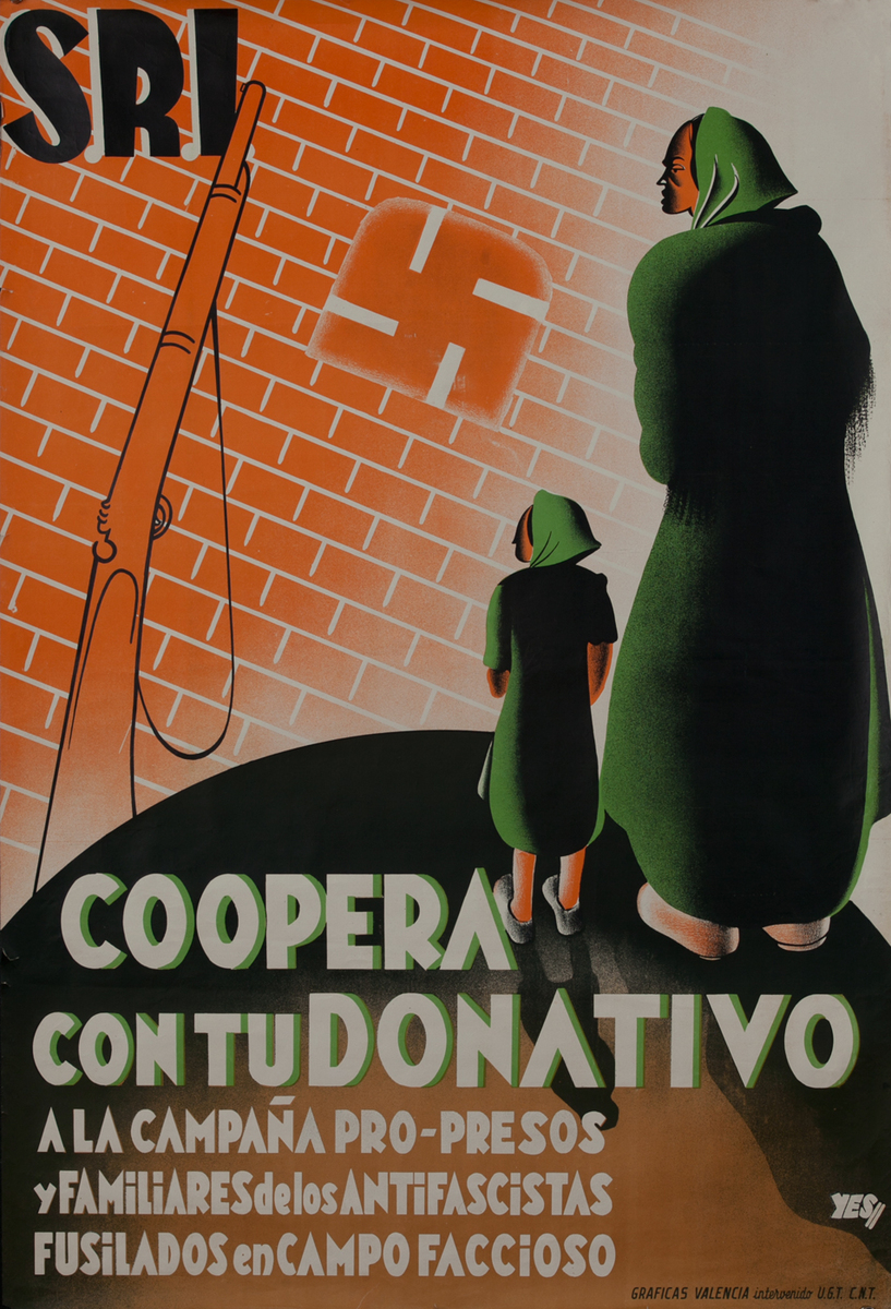 SRI Coopera Con Tu Donativo Spanish Civil War Poster