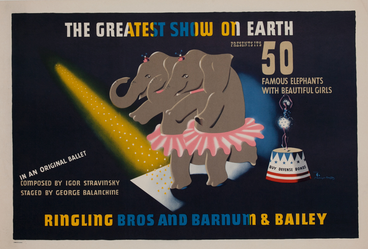 The Greatest Show on Earth, 50 Elephants WWII Circus Poster