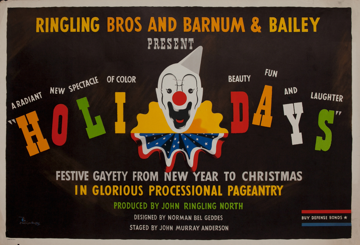 Ringling Bros and Barnum & Bailey Present Holidays WWII Circus Poster