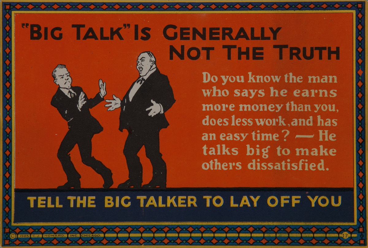 C J Howard Work Incentive Card #17 - Big Talk is Generally Not the Truth