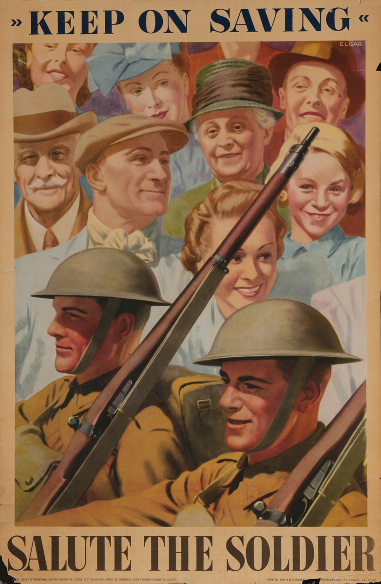 Keep on Savings - Salute the Soldier British WWII Poster