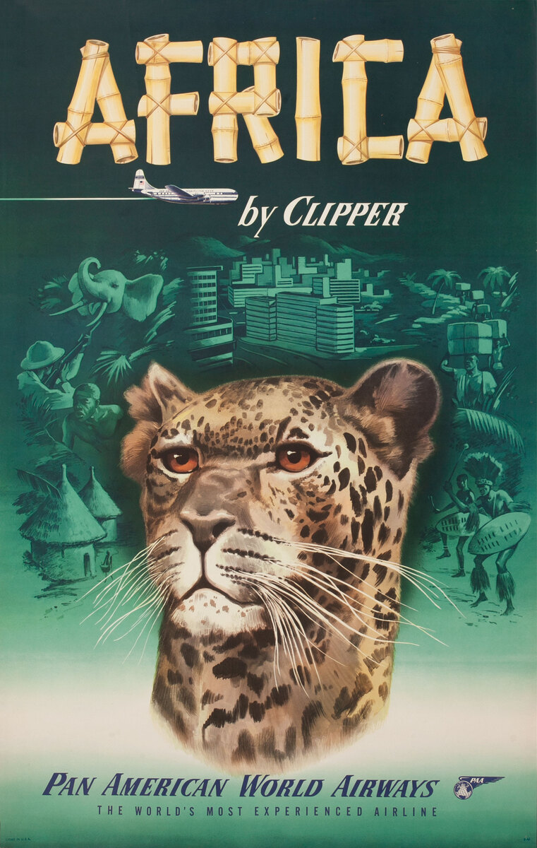 Africa by Clipper, Pan Am Travel Poster - Leopard