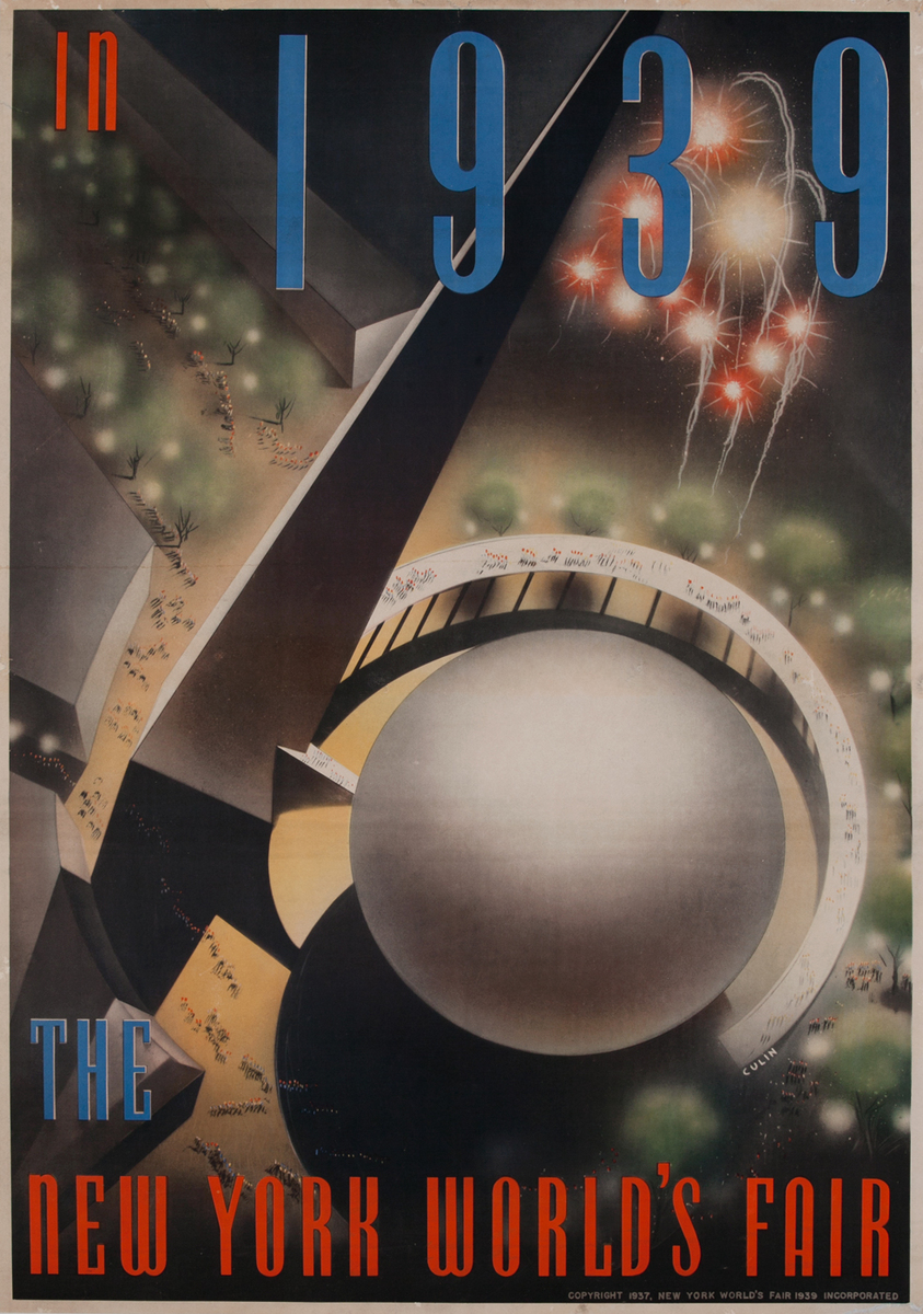 in 1939 - The New York World's Fair Original  Trylon and Perisphere Poster