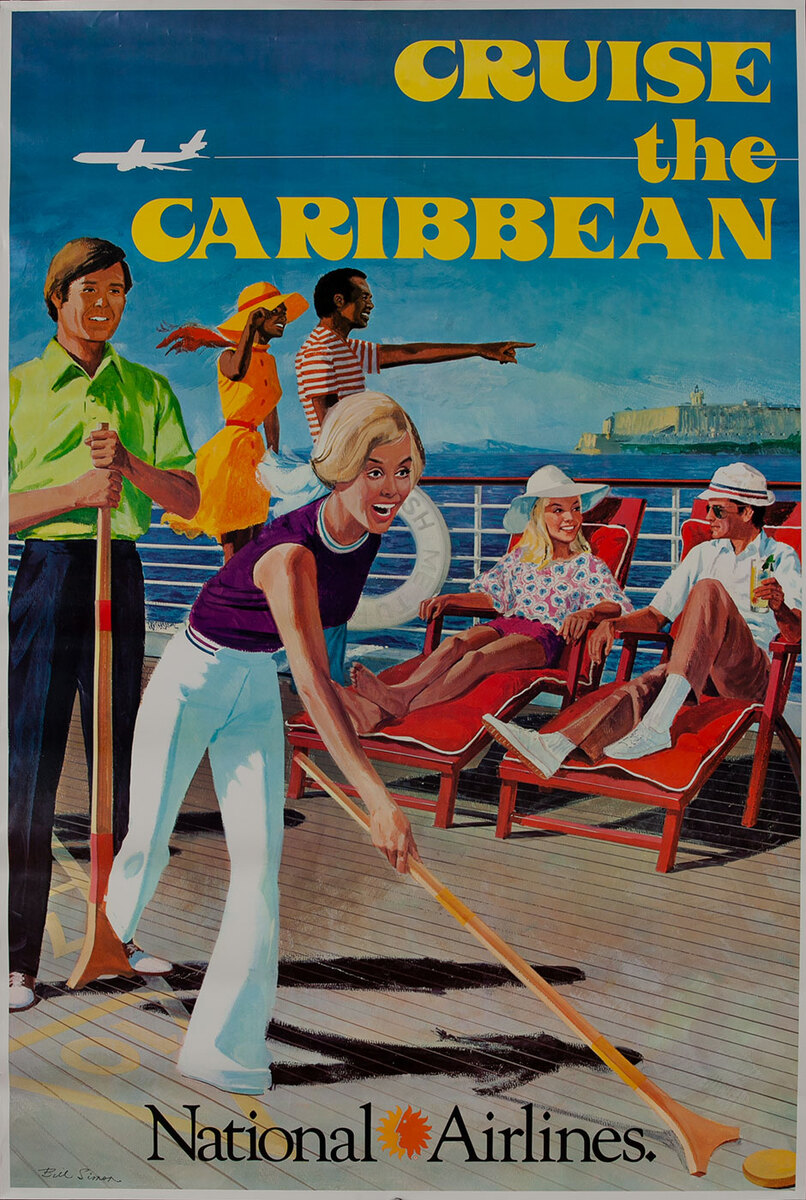 National Airlines Travel Poster Cruise the Caribbean