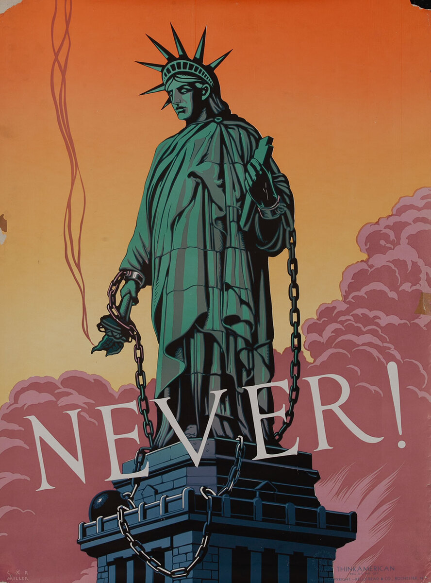  NEVER! Think America No 33 WWII Homefront Poster