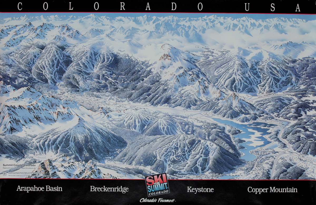 Colorado USA Ski Route Map Poster