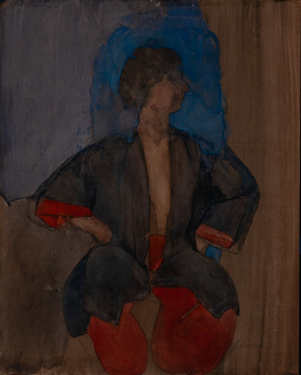 Portrait of a woman with red pants