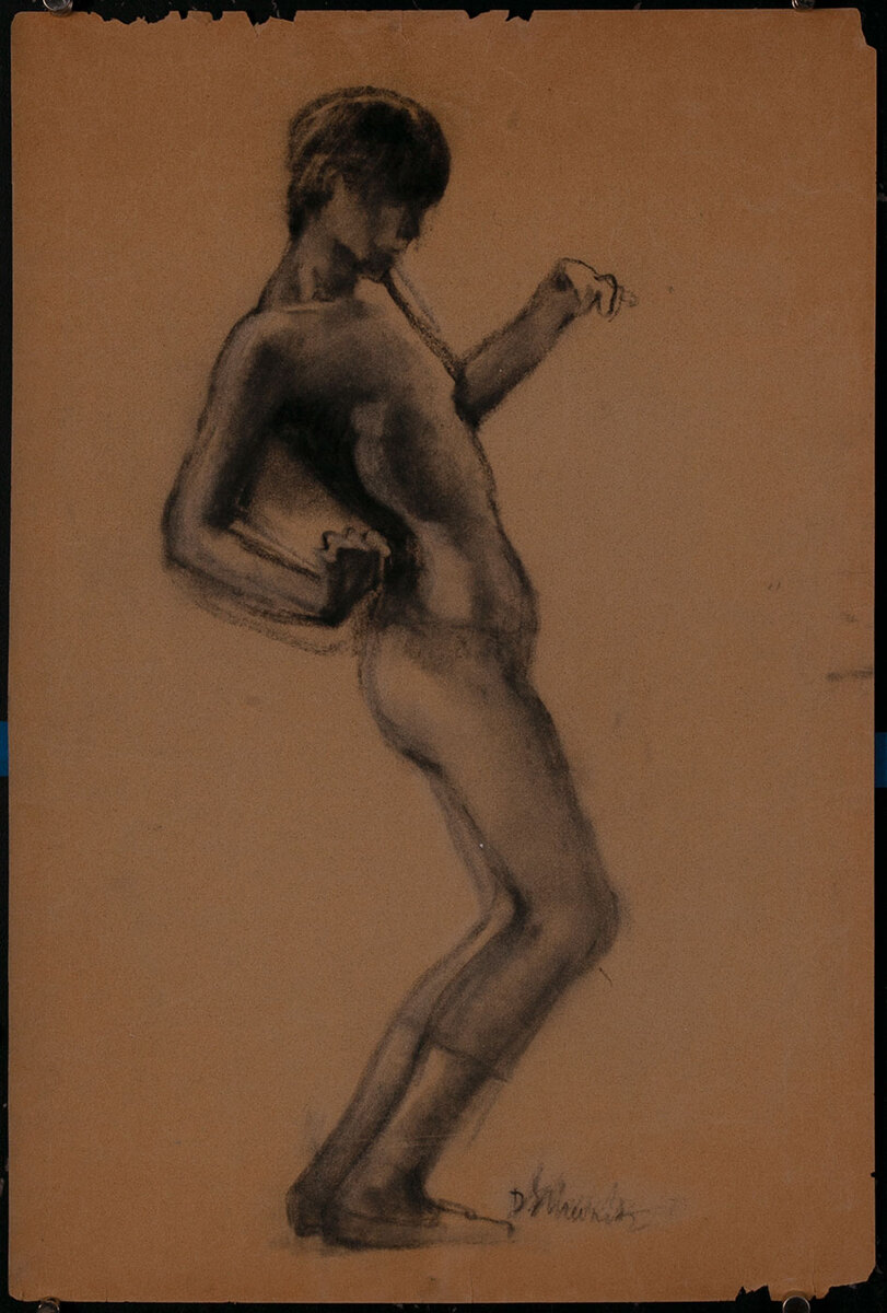 Charcoal sketch standing nude