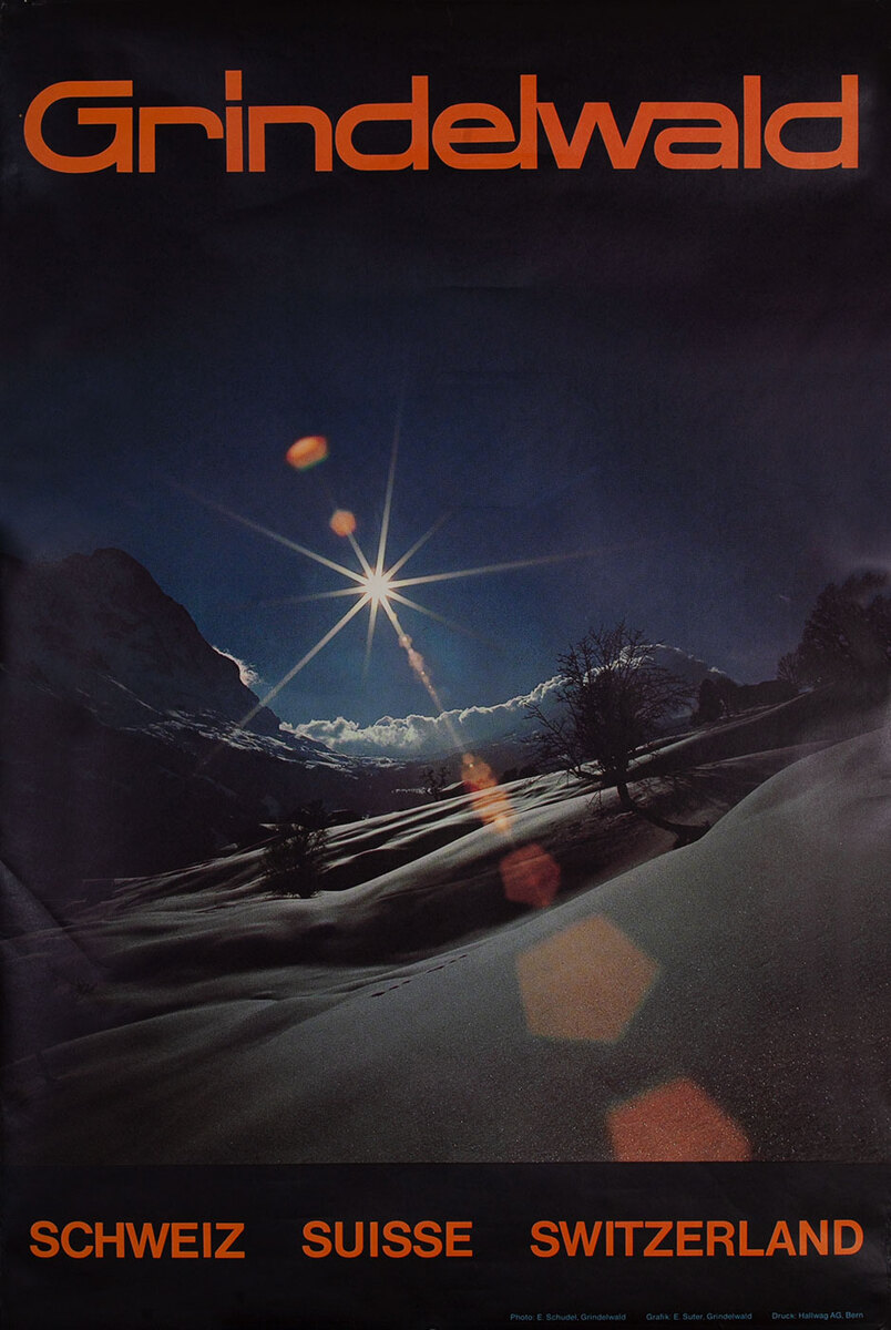 Grindelwald Switzerland Travel Poster, ski photo