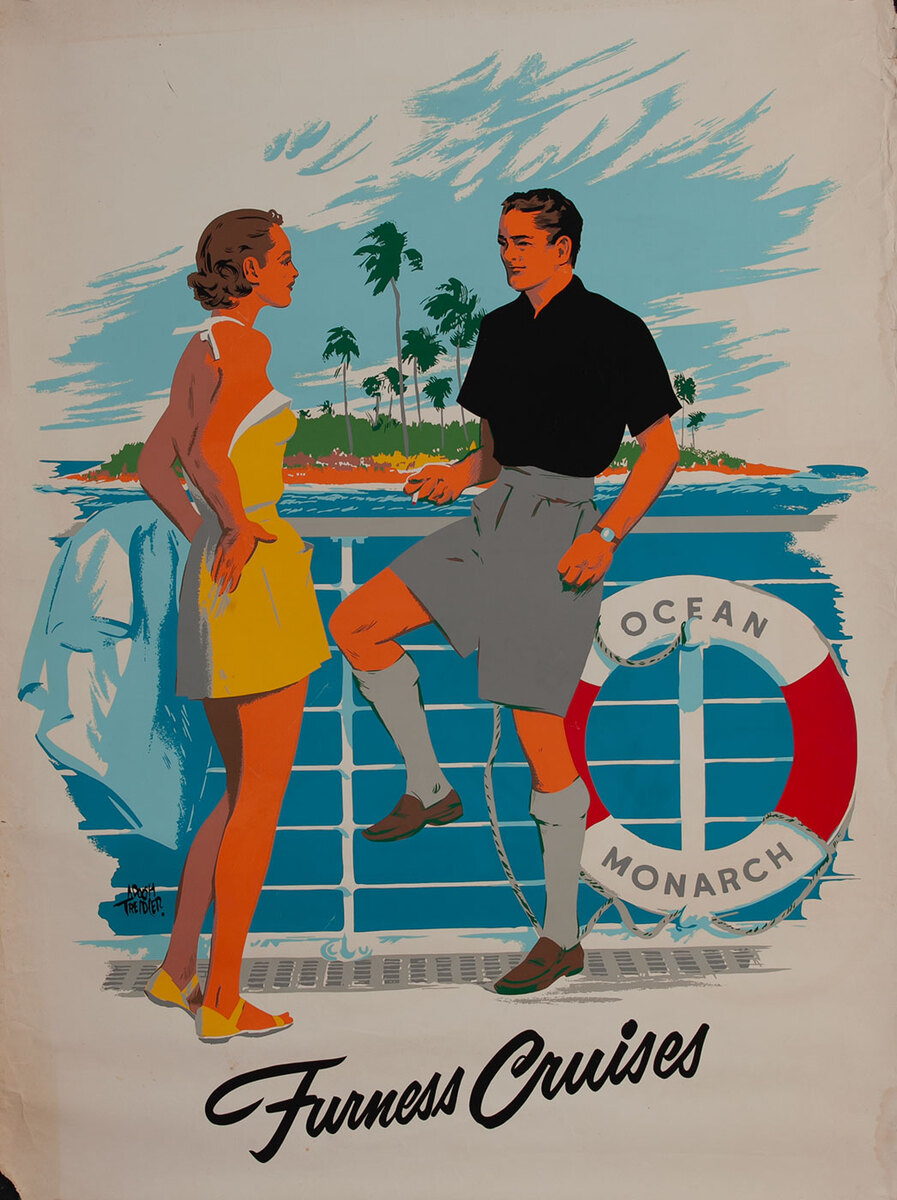 Furness Cruises Ocean Monarch Bermuda Travel Poster