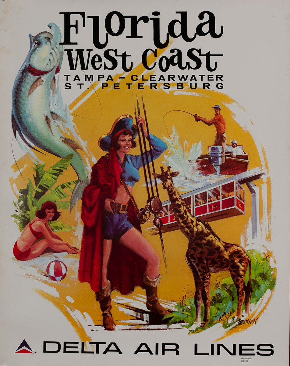 Delta Air Lines Travel Poster Florida West Coast 