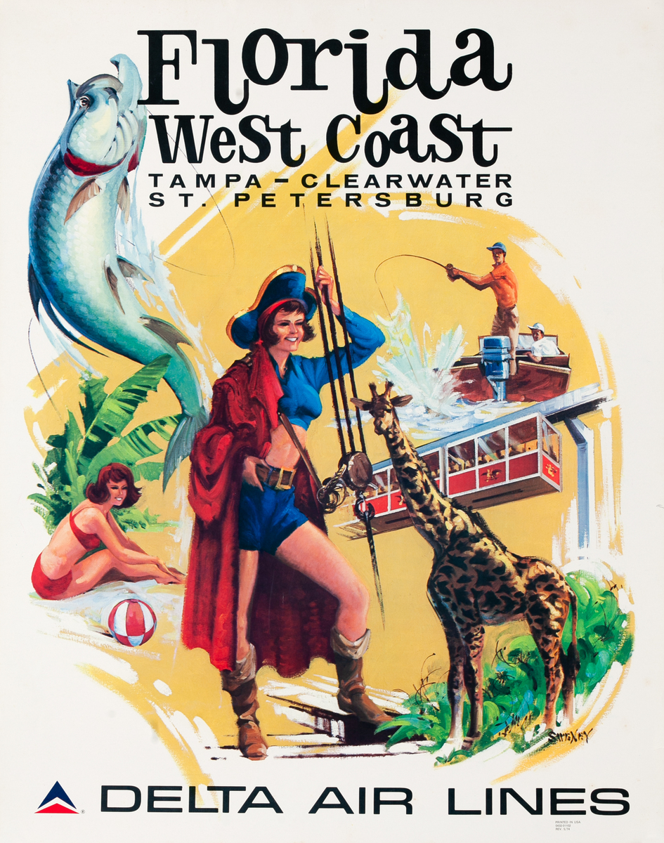 Delta Air Lines Travel Poster Florida West Coast 