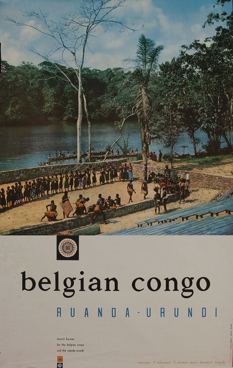 Belgian Congo Ruanda Urundi Travel Poster, river photo