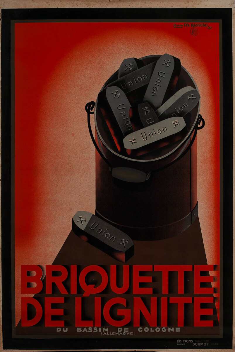 Briquette de Lignite, Franch Charcoal Advertising Poster