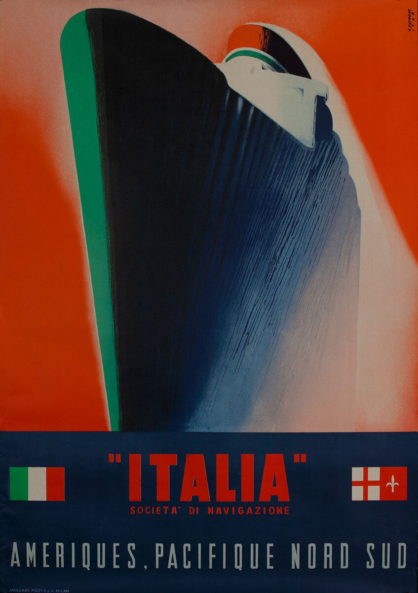 Italia, Societa di Navigazione Italain Cruise Poster