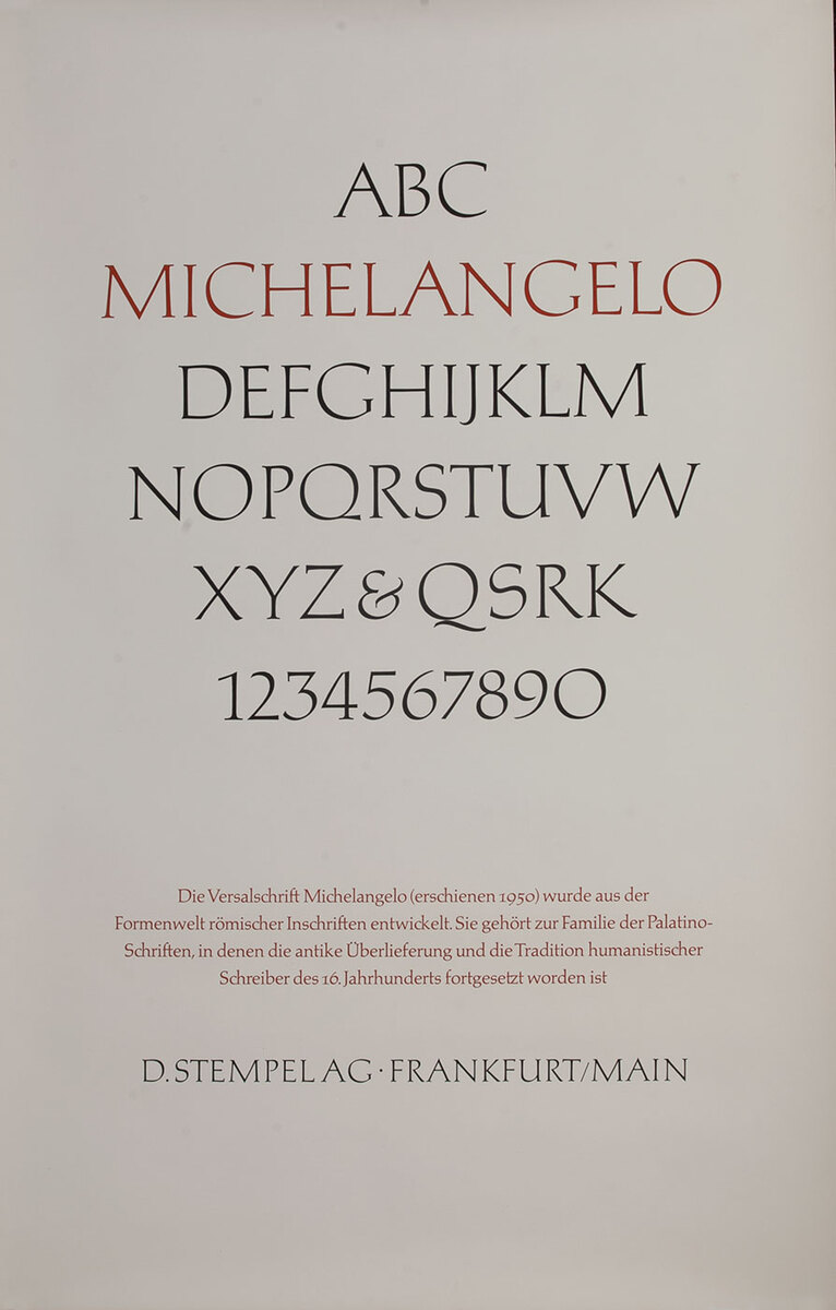 D Stempel AG Typeface Poster<br>Michelangelo