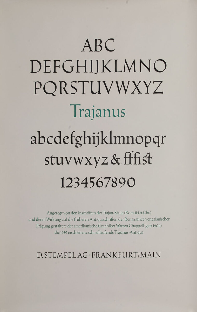 D Stempel AG Typeface Poster<br>Trajanus
