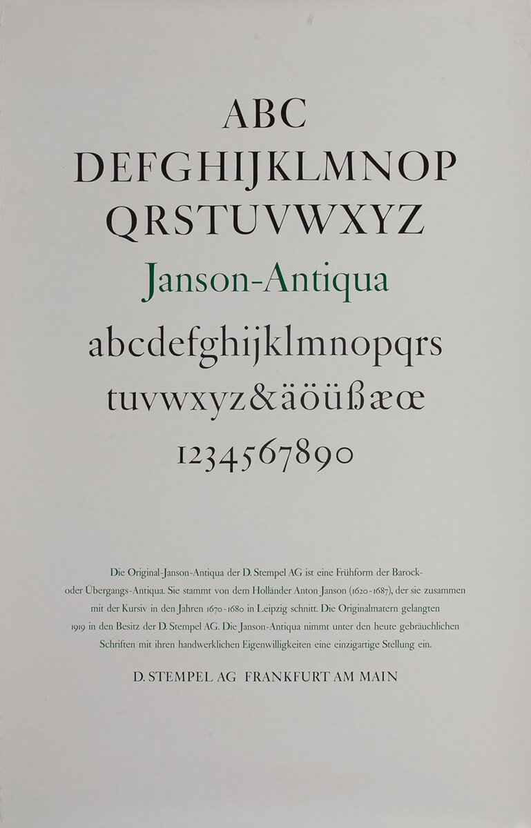 D Stempel AG Typeface Poster<br>Janson