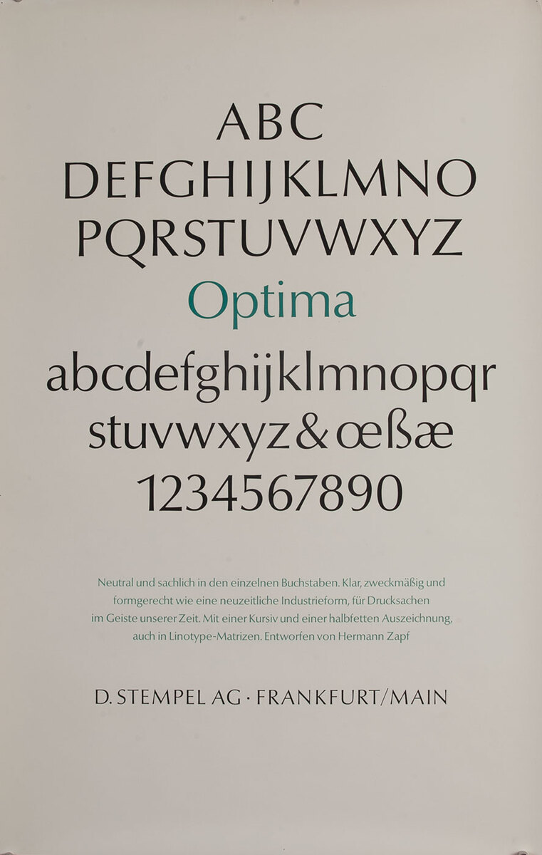 D Stempel AG Typeface Poster<br>Optima
