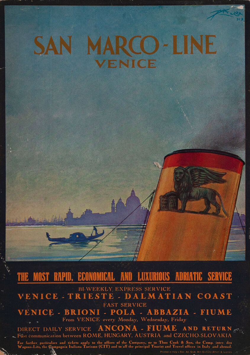 San Marco Line Advertising Card Venice, Italy