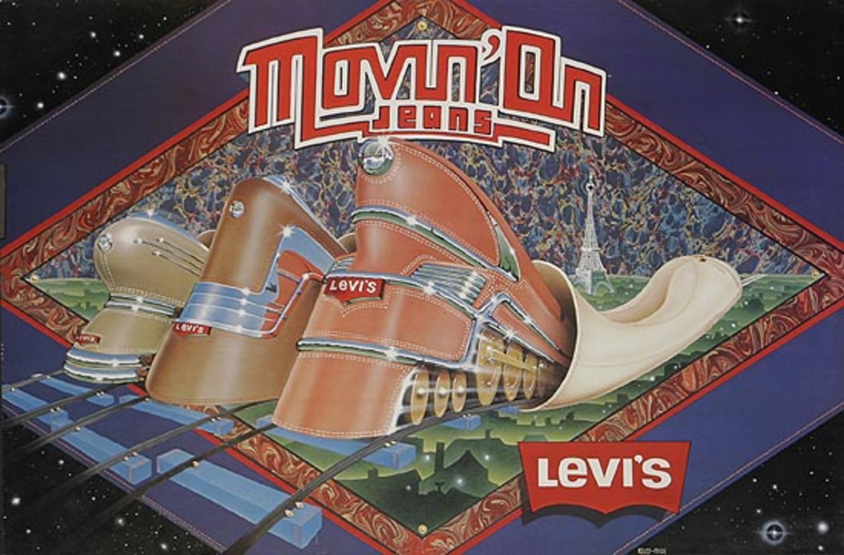 Movin On Jeans Levi's Pants Original Advertising Poster 