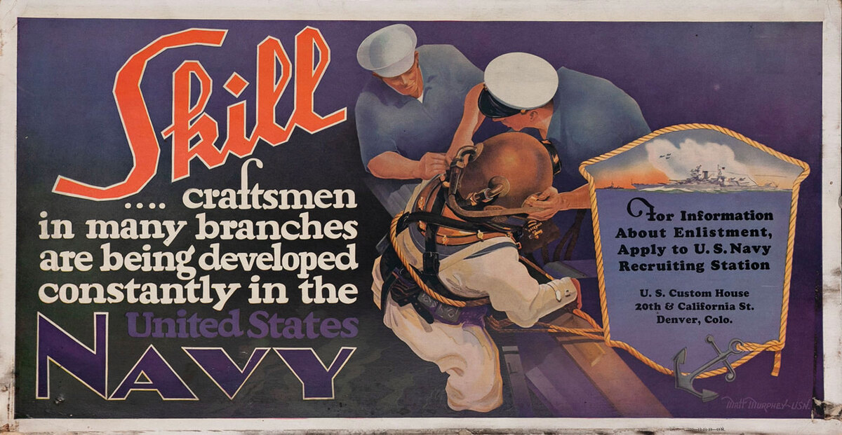 Skill United States Navy Recruiting Poster, hardhat diver