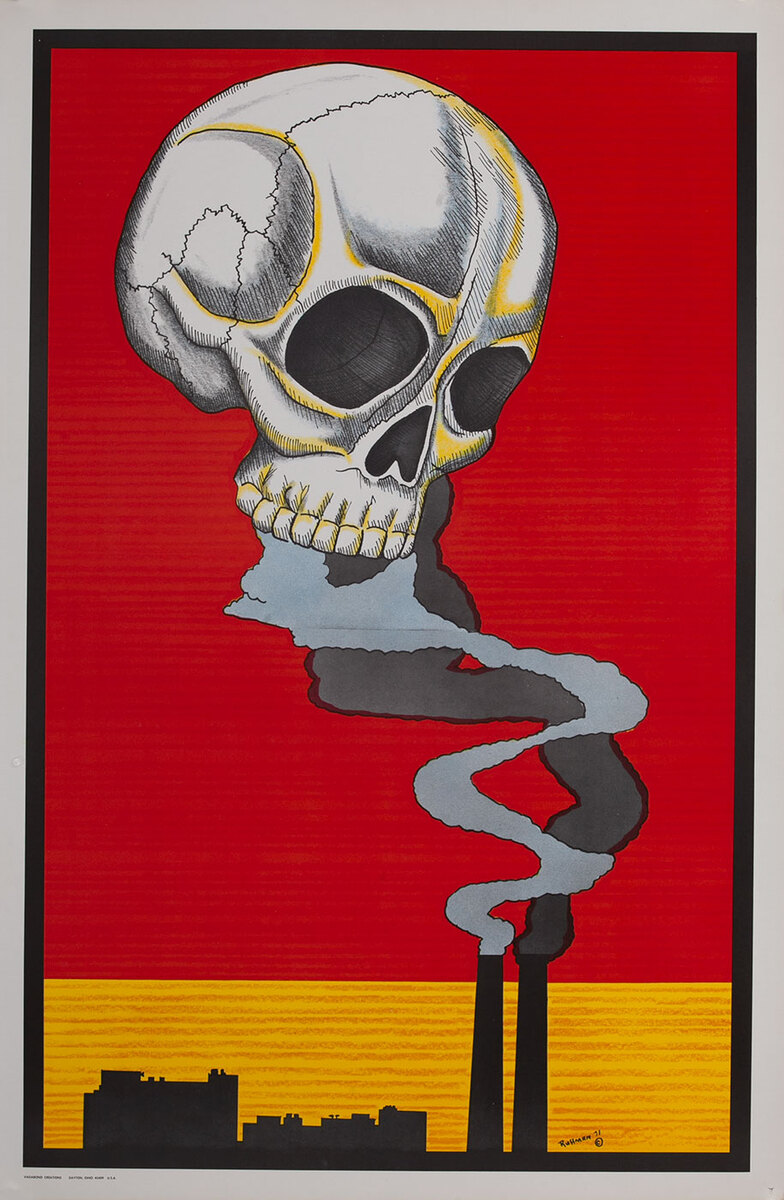 Industrial Pollution Causes Death  Skull- (Vagabond Creations}