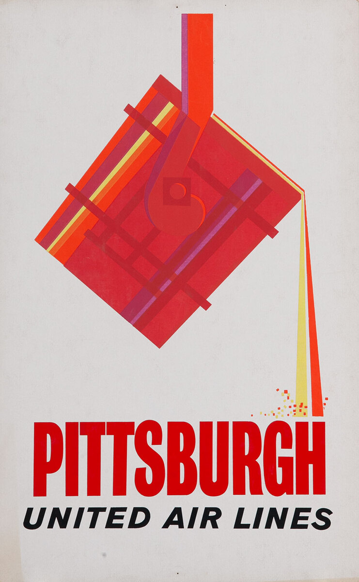 Pittsburgh, United Airlines Travel Poster