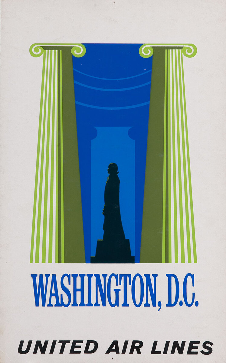 Washington DC, United Airlines Travel Poster