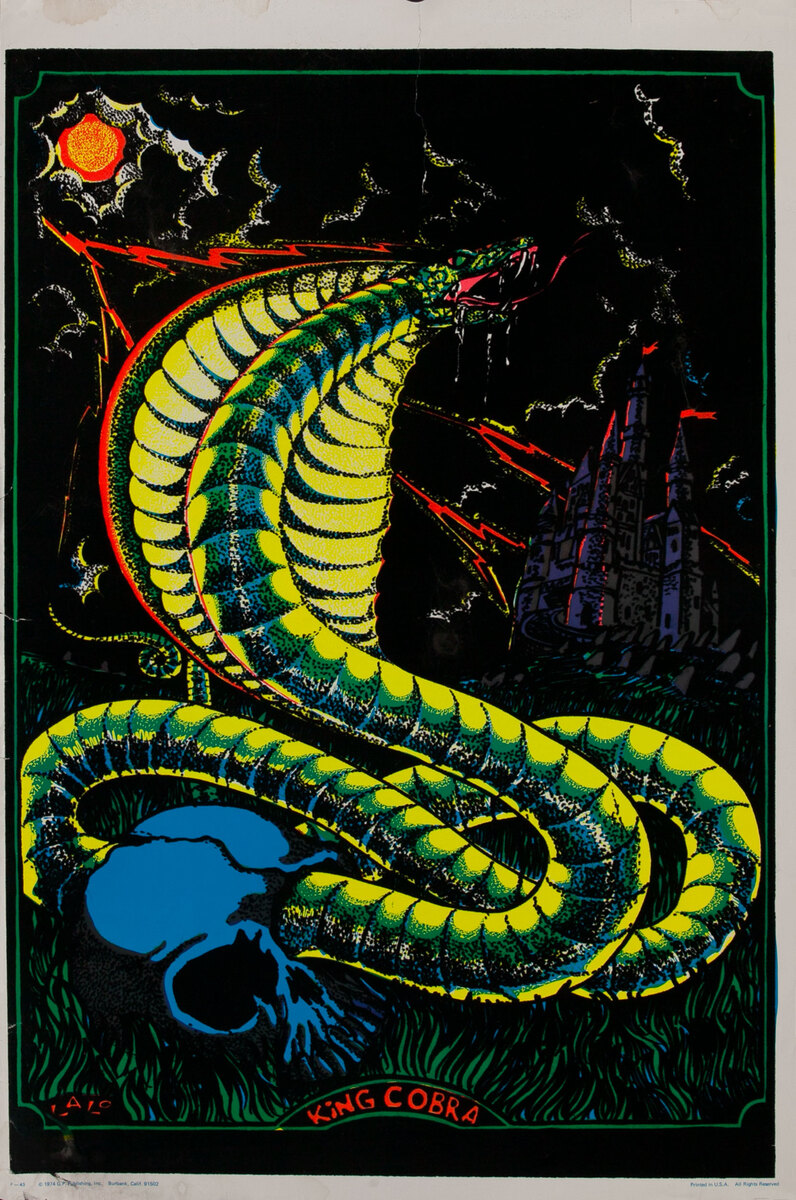 King Cobra Psychedelic Black Light Poster