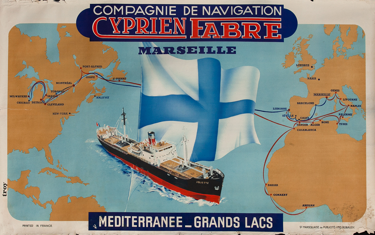 Compagnie De Navigation Cyprien Fabre Marseille Travel Poster