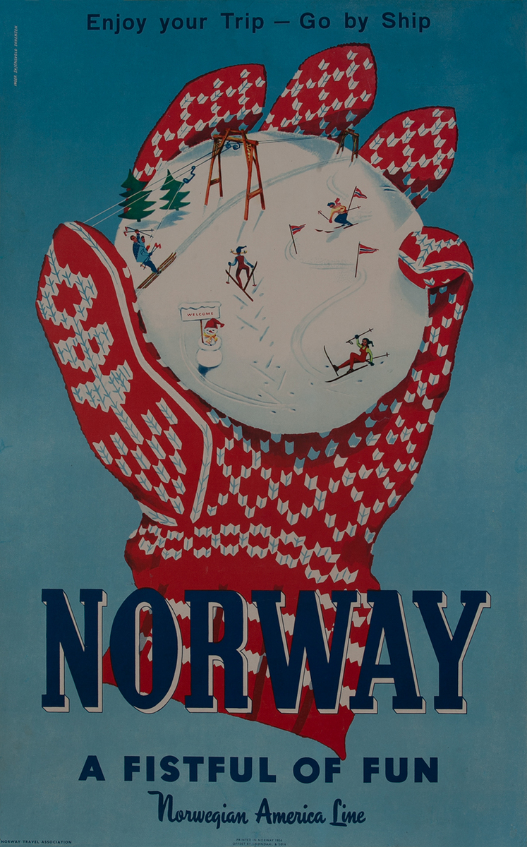 Norway A Fistful of Fun, Ski Travel Poster 