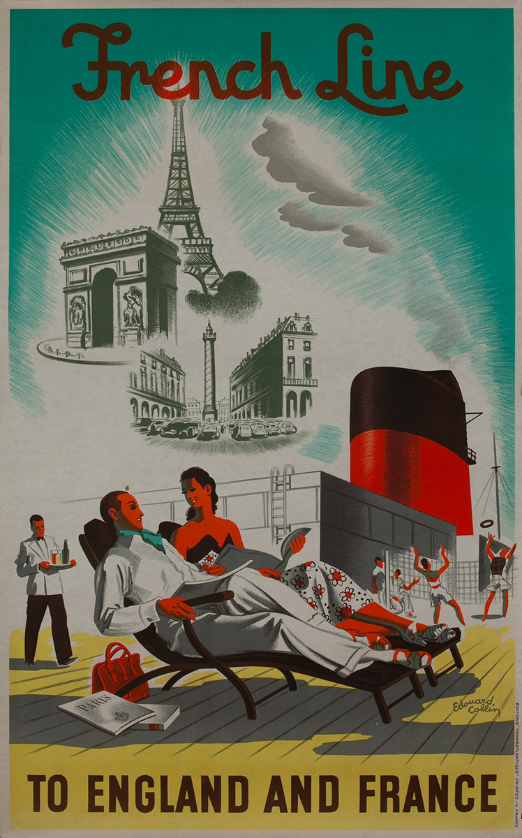 French Line to England and France, Travel Poster