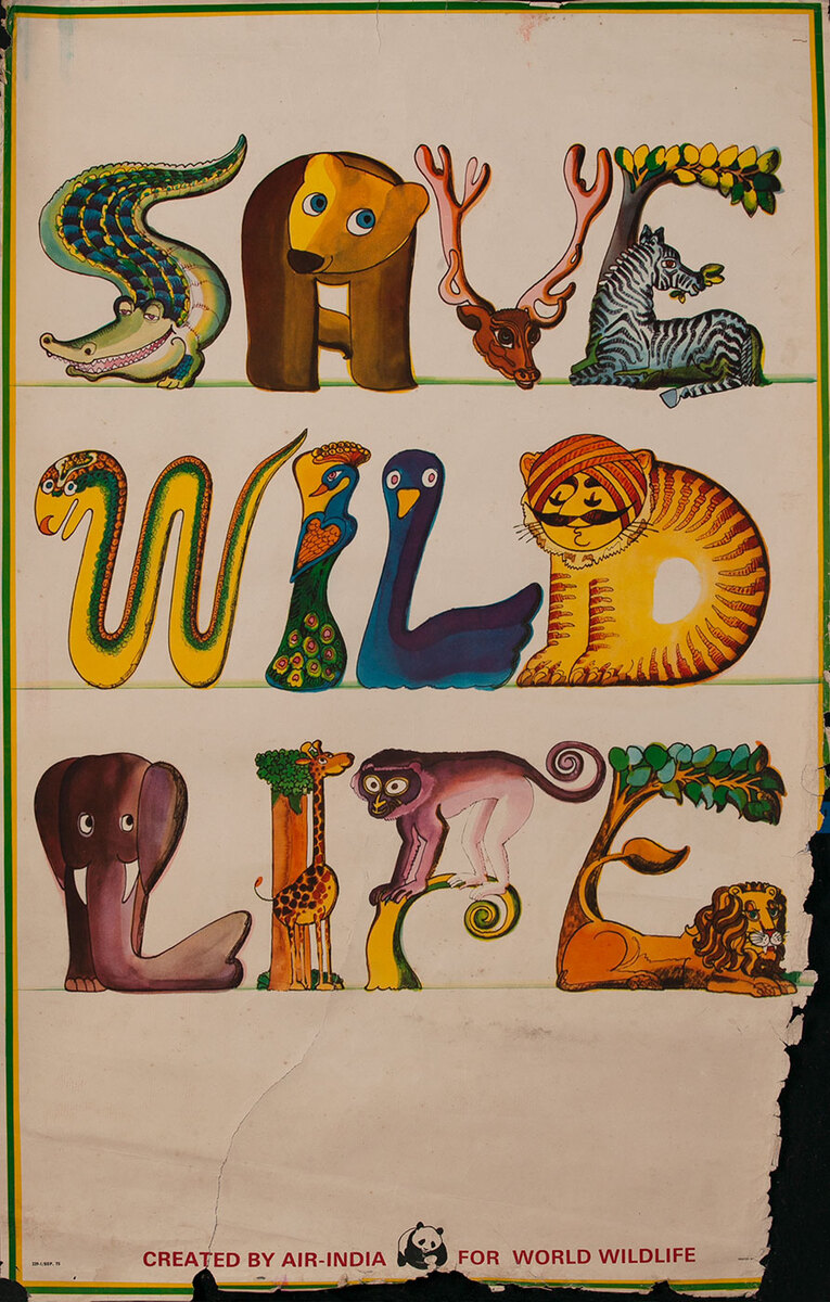 Air India Save Wild Life - World Wildlife Fund Poster