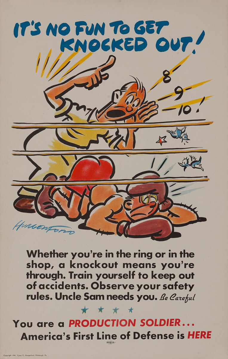 It's no Fun to get Knocked Out - Production Soldier WWII Homefront Poster