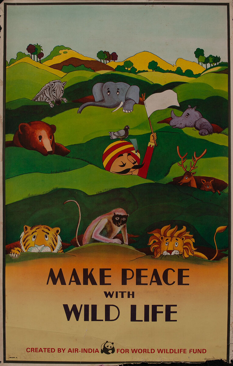 Air India Make Peace with Wild Life - World Wildlife Fund Poster