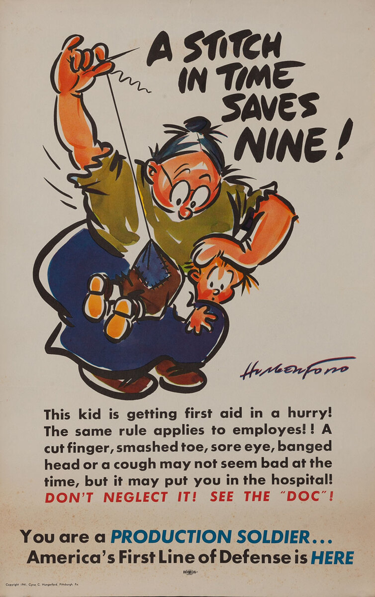 A Stitch in Time Saves Nine - Production Soldier WWII Homefront Poster