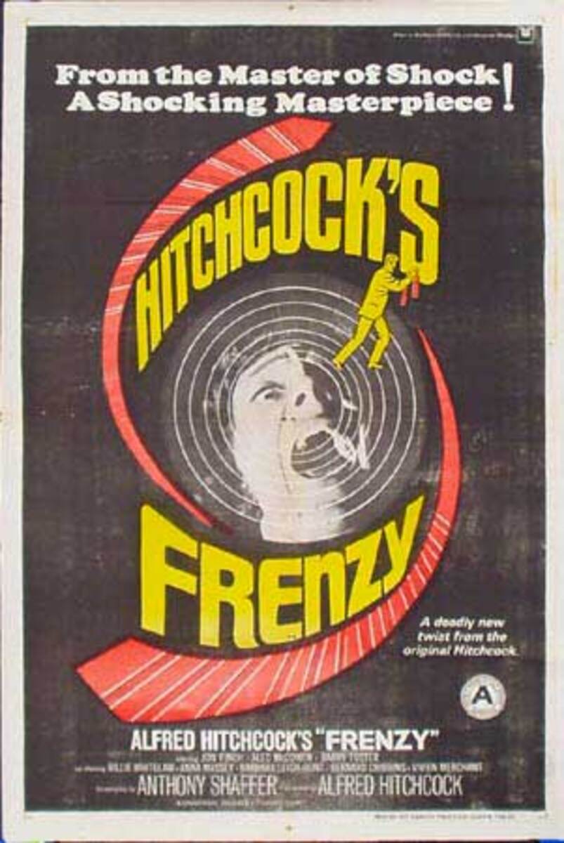 Alfred Hitchcock Frenzy 1 sheet Original Vintage Movie Poster Indian Release