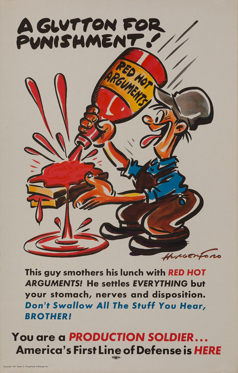 A Glutton for Punishment! - Production Soldier WWII Homefront Poster