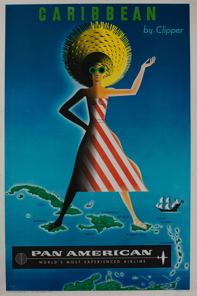 Caribbean by Clipper Pan American World Airways Poster