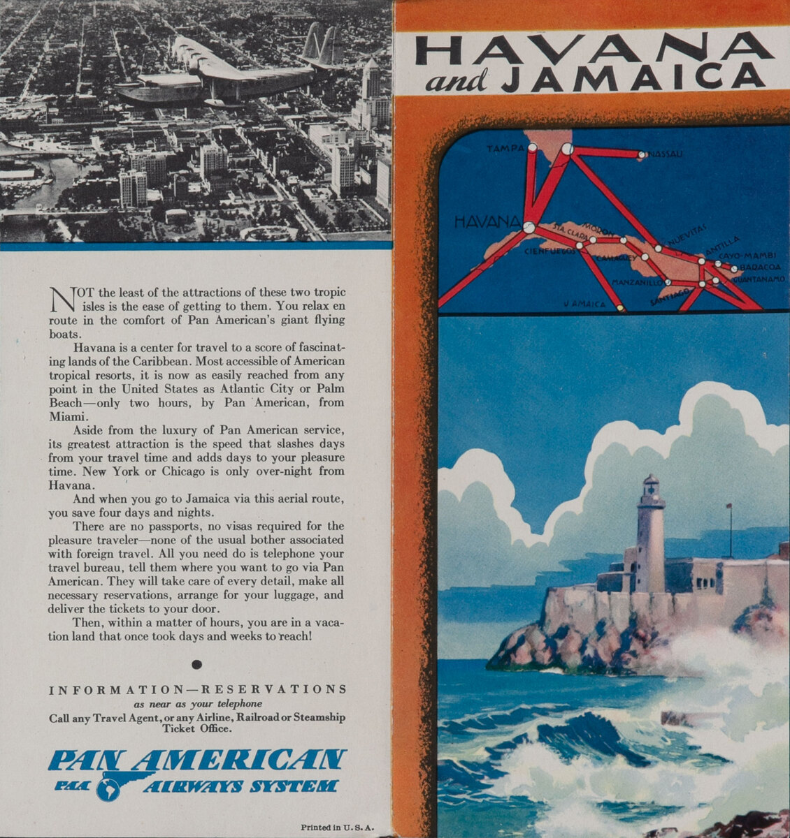 Pan American Airways Travel Brochure Havana and Jamaica