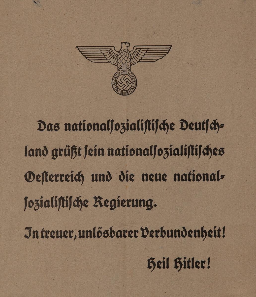 WWII German Anschluss Nazi Poster Handbill