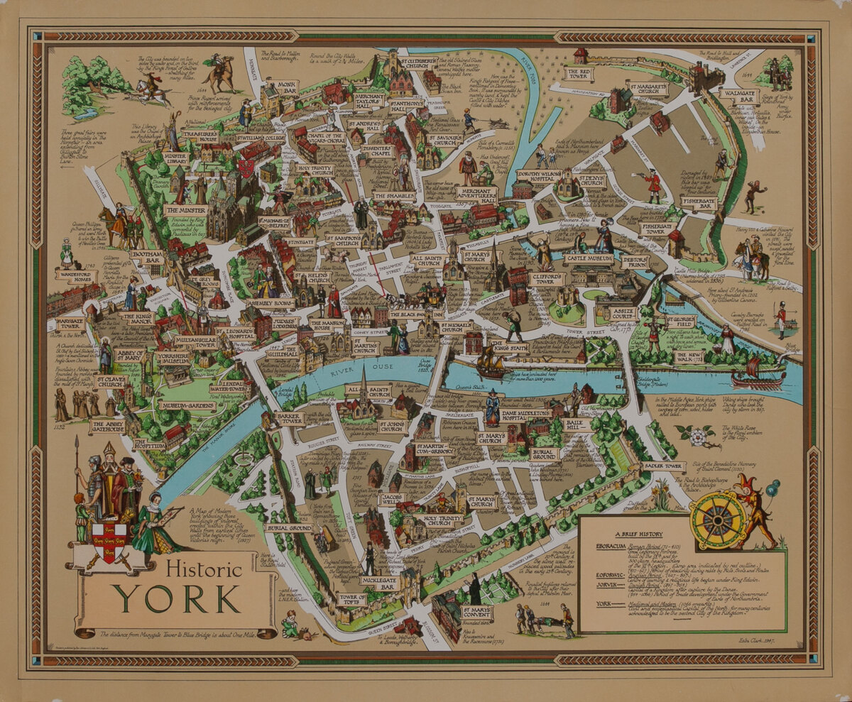Historic York Travel Map Poster